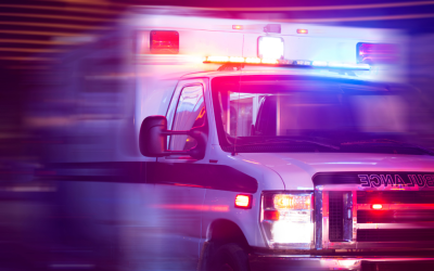 Ambulance with flashing lights